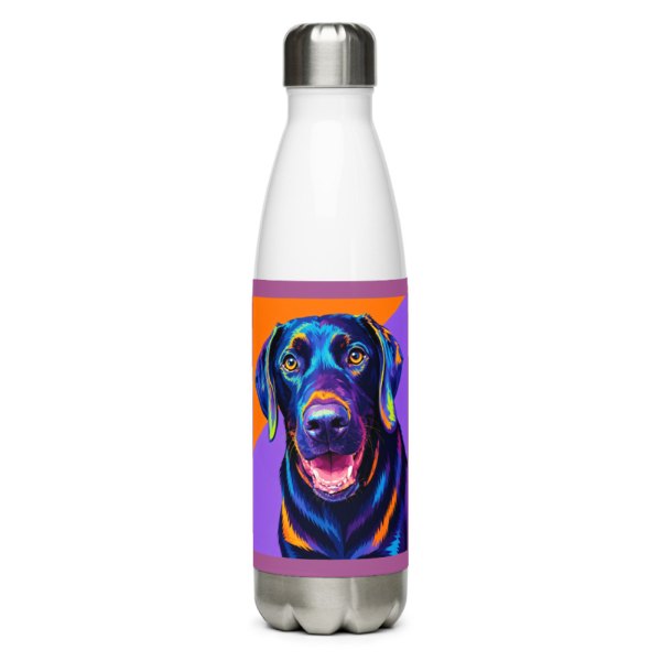 Water bottles with a painted black cat