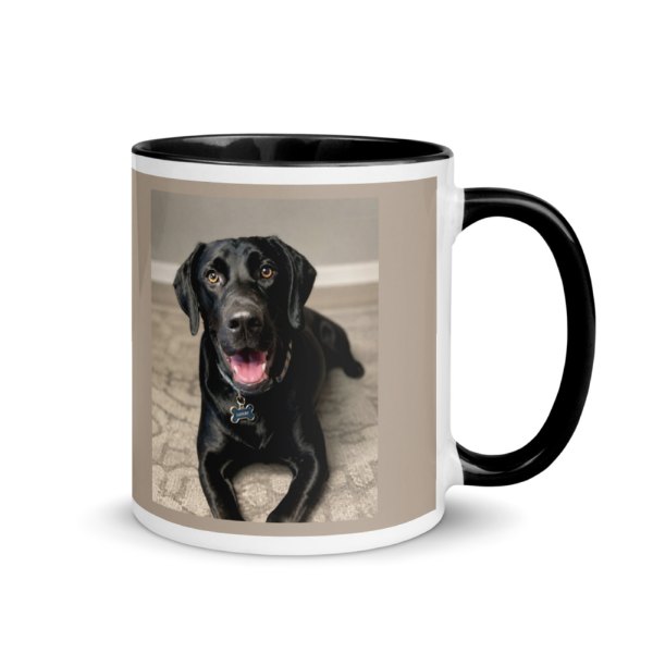 A mug with a painted black cat