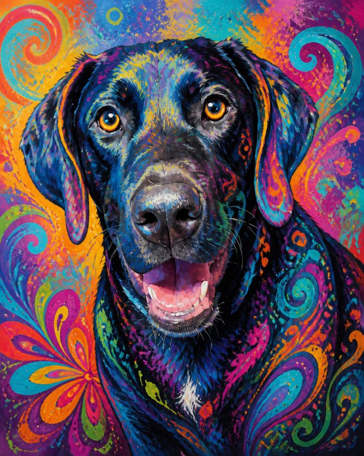 ColorBurst portrait of Luna, a black cat