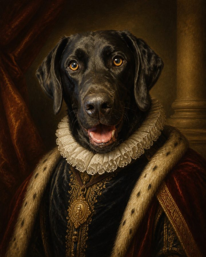 Royal Portrait portrait of Luna, a black cat